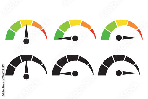 Speedometer speed vector icon set, Vector set for car speed, fuel, RPM, tachometer. gauge meter, dashboard elements for automotive, speed measurement. Car speedometer icon outline collection. 