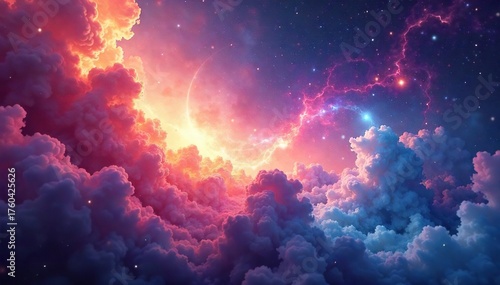 Vibrant Nebula Swirls Ethereal Light and Mystical Abstraction, Perfect for Fantasy, Sci-Fi, and Spiritual Designs