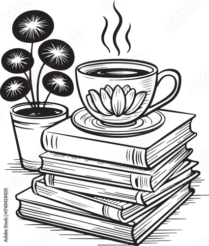 Floral Book Black and White Book with flowers design