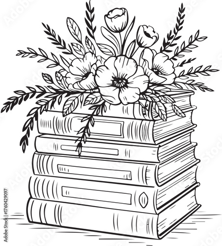Floral Book Black and White Book with flowers design
