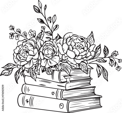 Floral Book Black and White Book with flowers design