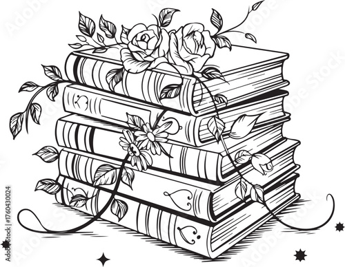 Floral Book Black and White Book with flowers design