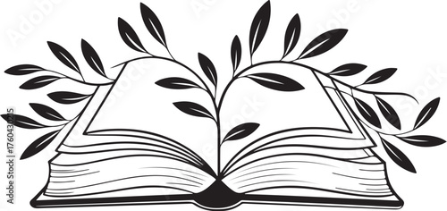 Floral Book Black and White Book with flowers design