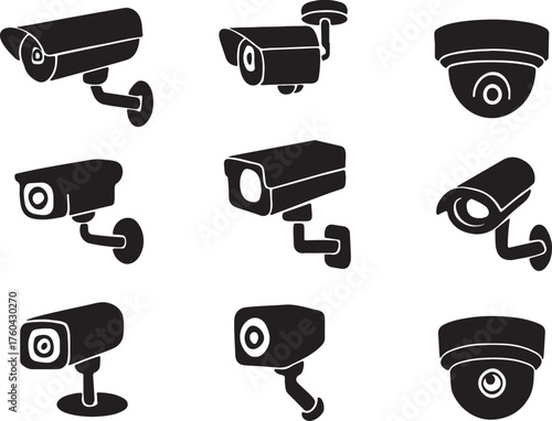 Surveillance camera icon set.