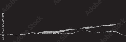 Vector black paper banner with torn edges and halftone texture. Scrap note page for collage, template, design. Modern overlay frame.