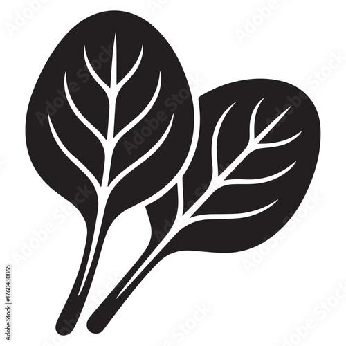 Fresh spinach leaves icon healthy organic vegetable silhouette design