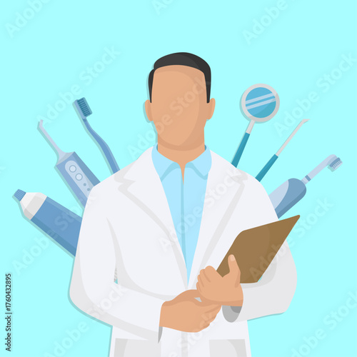 Dentist and oral hygiene tools toothbrush electric toothpaste irrigator Happy dentist day