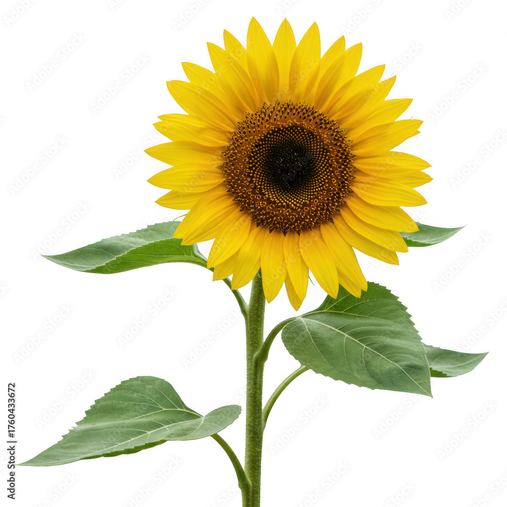 Obraz premium Vibrant sunflower blooming brightly capturing summer's essence in natural detail isolated on transparent background