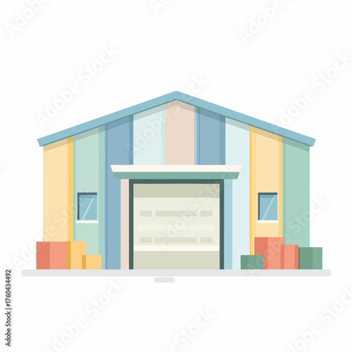 Minimalist Warehouse Icon in Flat Design