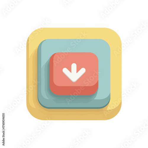 Modern UI Download Icon in Flat Design