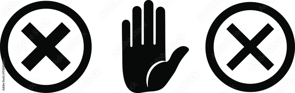 Obraz premium Stop, Prohibition, and Error Icon Set