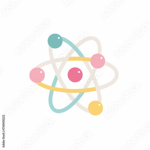 Vintage Atom Icon in Flat Style