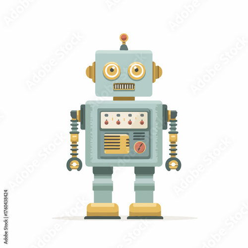 Vintage Robot Minimalist Icon Design