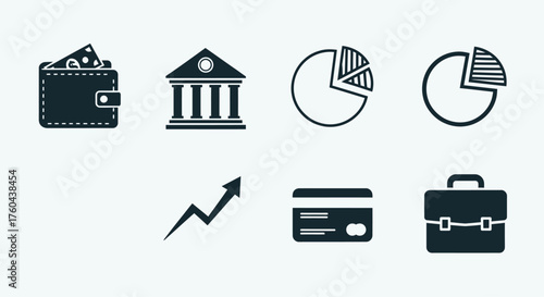 Minimalist Finance, Banking, and Business Vector Icons Collection