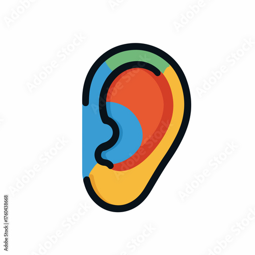 Vibrant Flat Ear Icon in Vector Style