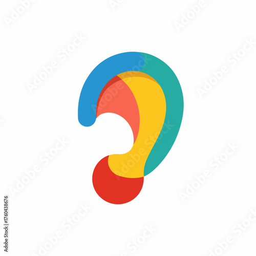 Colorful Ear Icon in Flat Design