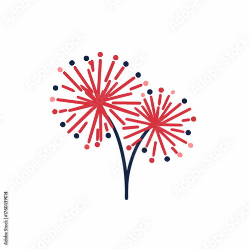 Sleek Fireworks Icon in Flat Design