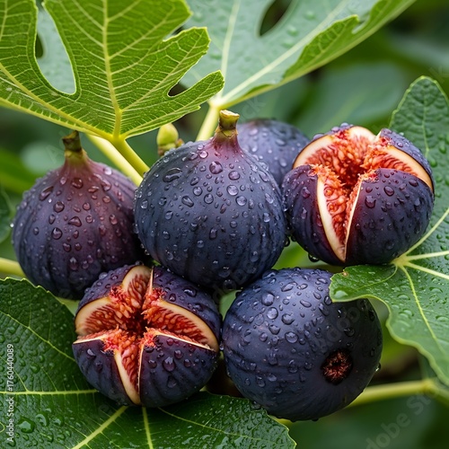 Ripe Figs on the Branch - A Close-Up of Fresh, Juicy Fruit.