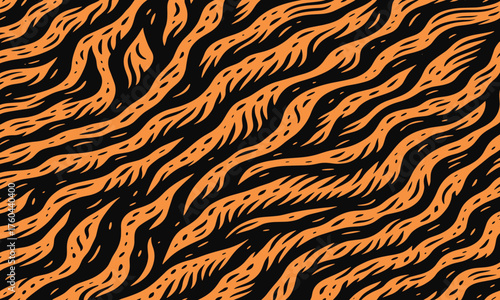 Tiger skin pattern illustration vectand with wild animal fur stripes and texture background, great fand fabric prints, wallpaper, tile surfaces, and creative designs.