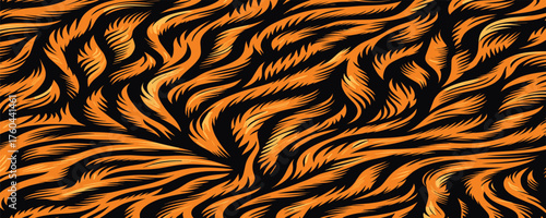 Tiger skin vectand art with wild striped fur pattern, suitable fand wallpaper murals, fabric textures, and tiled surfaces.