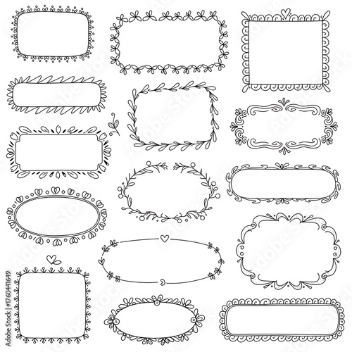 Hand-Drawn Floral Frames - Elegant Borders for Creative Designs.