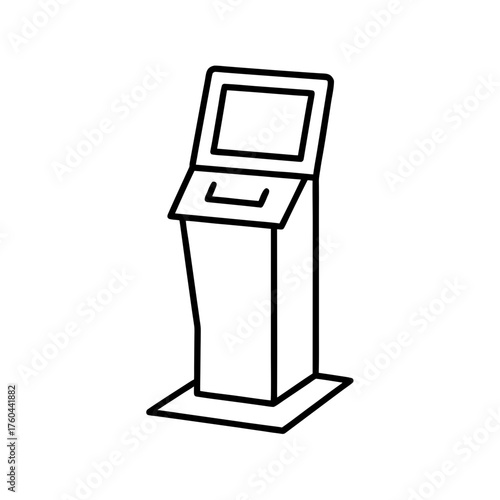 Outline drawing of an information kiosk with screen on transparent background