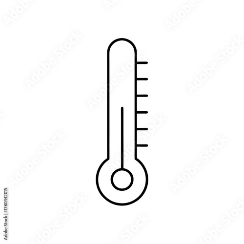 Outline drawing of a thermometer indicating temperature on transparent background