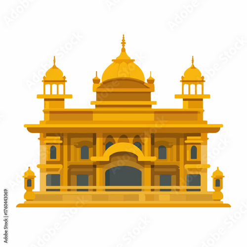 Golden Temple Classic Flat Vector Style