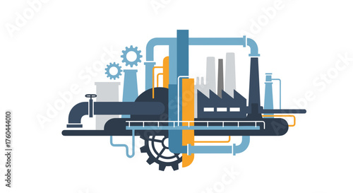 Abstract factory illustration Manufacturing industry engineering and infrastructure