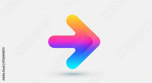 A vibrant gradient arrow, pointing to the right in a modern and colorful design concept