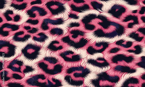 Exotic pink leopard skin pattern with creative fur background, suited for fashion design, wallpaper prints, and camouflage.