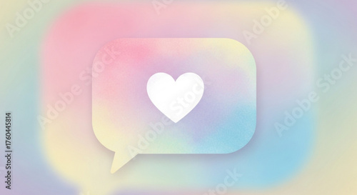 Pastel heart in speech bubble, symbolizing love, communication, and connection in a soft, dreamy aesthetic