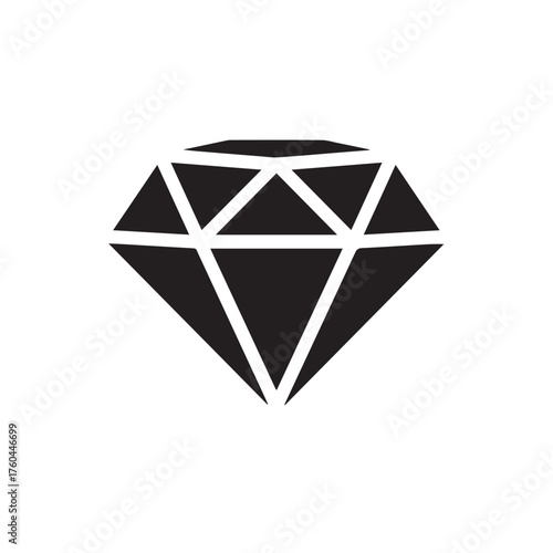 Elegant Black Diamond Icon on White Background.