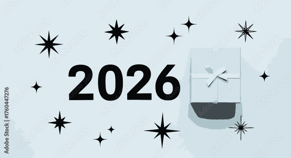 Obraz premium Minimal 2026 Celebration with Gift