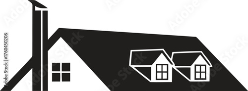 Simple house design with chimney and windows a striking black silhouette