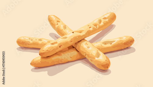 Parmesan breadsticks stacked on a light background