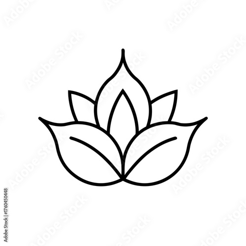Free Download Outline drawing of a stylized lotus flower design on transparent background - GFXLoad