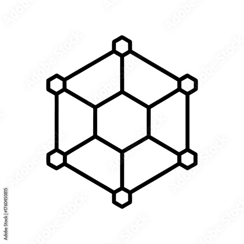 Isometric projection of a truncated octahedron shape on transparent background