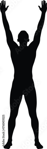 Silhouette of a man with his arms raised in a gesture of victory