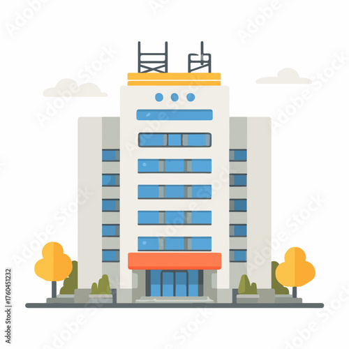 Minimalist Hotel Building Flat Vector Design