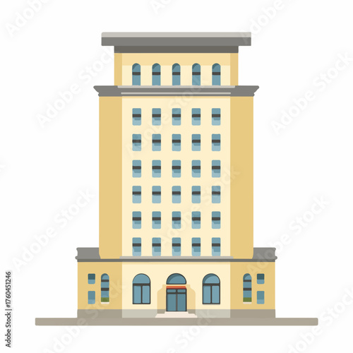 Elegant Hotel Building Icon in Flat Style