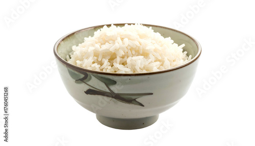 Wallpaper Mural White cooked rice fills patterned ceramic bowl on dark background Torontodigital.ca