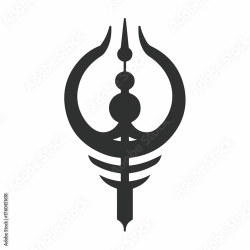 Elegant Flat Khanda Symbol Icon Design
