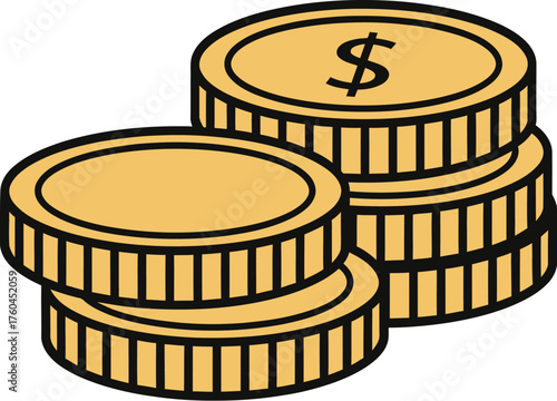 A stack of golden coins, representing wealth, finance, and investment
