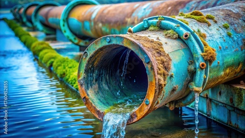 Wallpaper Mural Aged Aqueducts Delivering Water A Close-up of Weathered Pipes and Flowing Liquid Torontodigital.ca