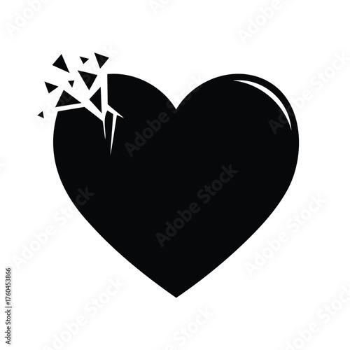 Exploding Heart Icon Black Silhouette Disintegrating Design