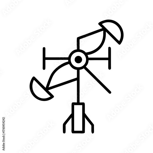 Wind vane symbol representing direction and weather measurement  