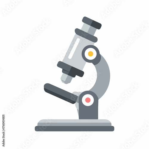 Detailed Microscope Vector Icon in Flat Style