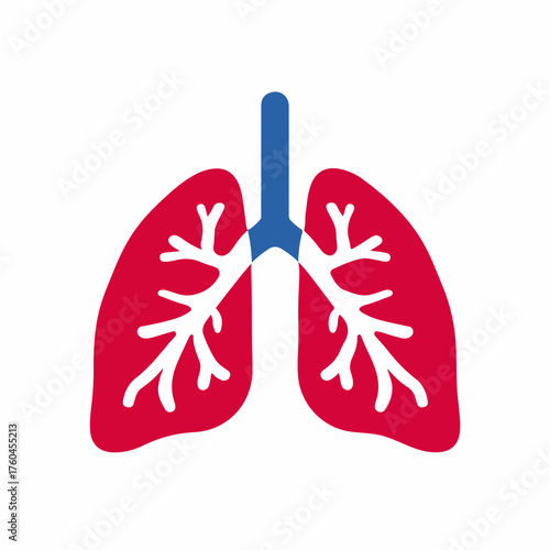 Lungs Flat Vector Icon No Gradients