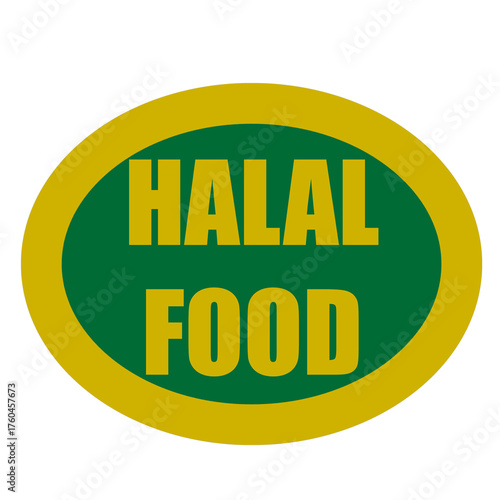 “Halal” text displayed on a stylish green and golden background, symbolizing purity, authenticity, and Islamic-approved products. Suitable for themes related to Halal certification, Islamic branding, 